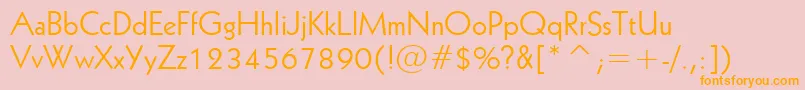 フォントGeometric231Bt – オレンジの文字がピンクの背景にあります。