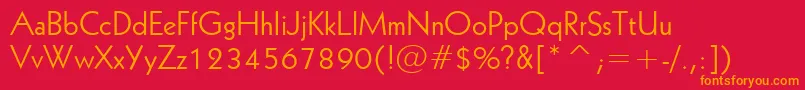 フォントGeometric231Bt – 赤い背景にオレンジの文字