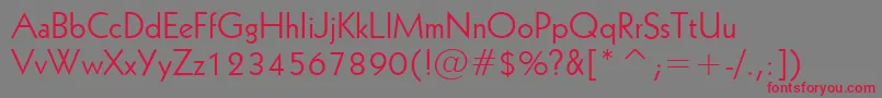 フォントGeometric231Bt – 赤い文字の灰色の背景