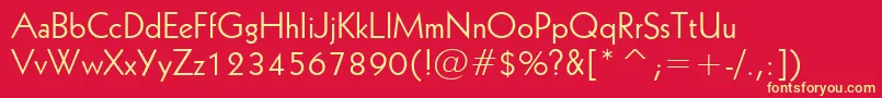 Geometric231Bt-fontti – keltaiset fontit punaisella taustalla