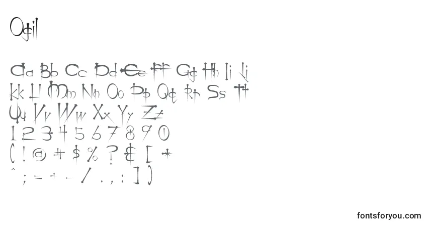 Schriftart Ogil – Alphabet, Zahlen, spezielle Symbole