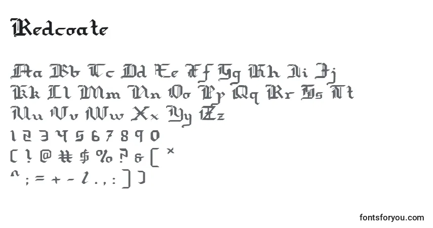 Fuente Redcoate - alfabeto, números, caracteres especiales