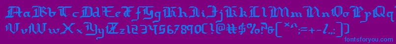 フォントRedcoate – 紫色の背景に青い文字