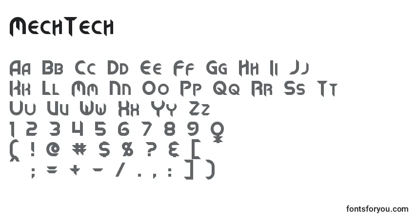 Schriftart MechTech – Alphabet, Zahlen, spezielle Symbole