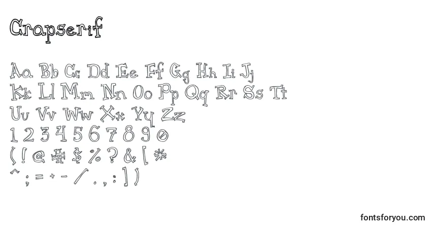 A fonte Crapserif – alfabeto, números, caracteres especiais