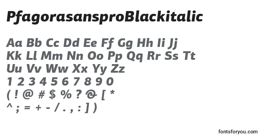 PfagorasansproBlackitalicフォント–アルファベット、数字、特殊文字