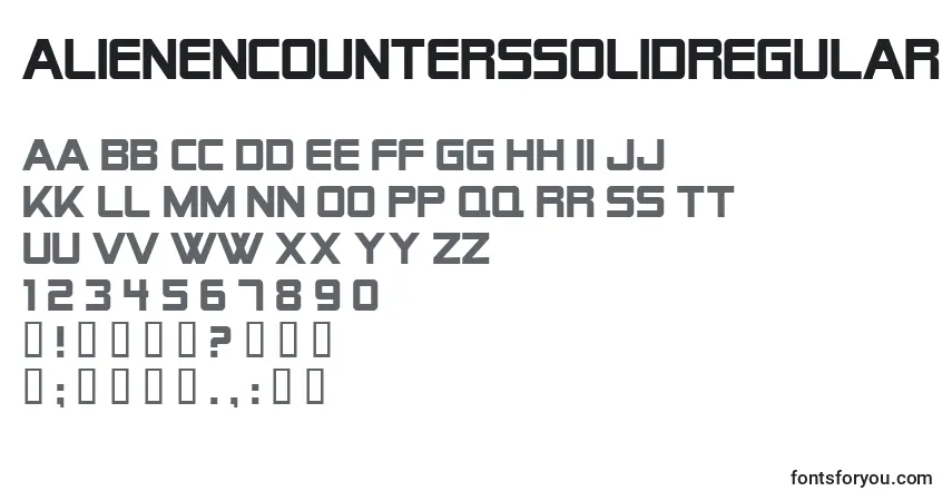 A fonte AlienEncountersSolidRegular – alfabeto, números, caracteres especiais
