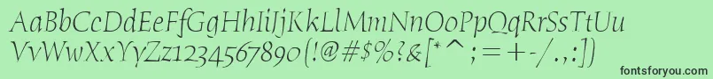 HumanaSerifItcTtLightitalic Font – Black Fonts on Green Background