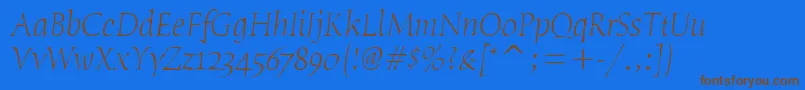 Police HumanaSerifItcTtLightitalic – polices brunes sur fond bleu