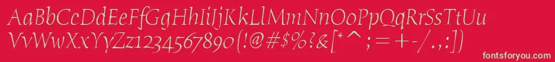 More about HumanaSerifItcTtLightitalic Font HumanaSerifItcTtLightitalic Font – Green Fonts on Red Background