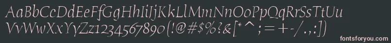 HumanaSerifItcTtLightitalic Font – Pink Fonts on Black Background