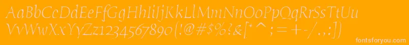 HumanaSerifItcTtLightitalic-Schriftart – Rosa Schriften auf orangefarbenem Hintergrund