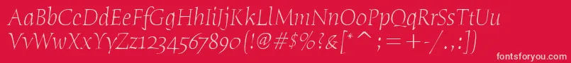 HumanaSerifItcTtLightitalic Font – Pink Fonts on Red Background