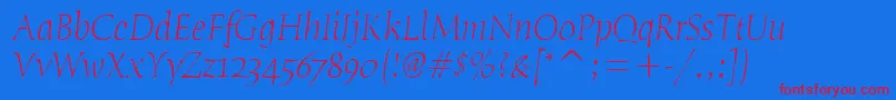 HumanaSerifItcTtLightitalic Font – Red Fonts on Blue Background