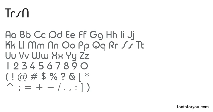 Шрифт TrsN – алфавит, цифры, специальные символы