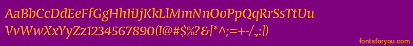 フォントCongabravastencilstdReg – 紫色の背景にオレンジのフォント