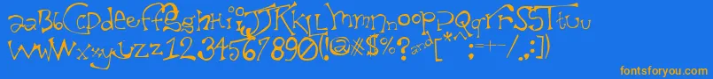 Taxii Font – Orange Fonts on Blue Background