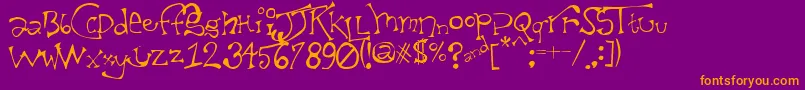 Taxii-Schriftart – Orangefarbene Schriften auf violettem Hintergrund