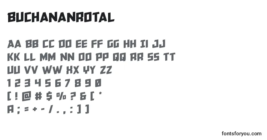 Schriftart Buchananrotal – Alphabet, Zahlen, spezielle Symbole