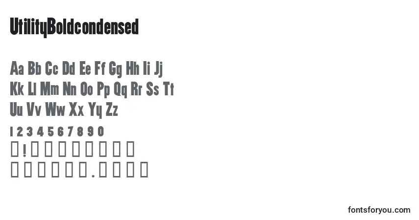 Czcionka UtilityBoldcondensed – alfabet, cyfry, specjalne znaki