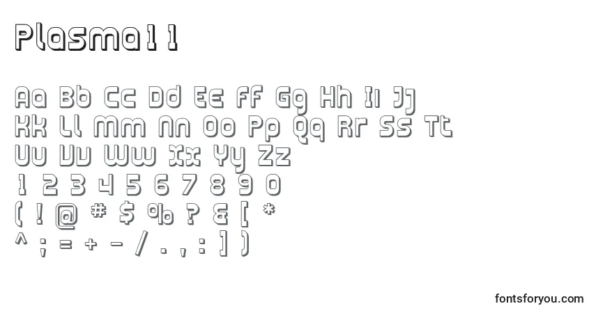 Czcionka Plasma11 – alfabet, cyfry, specjalne znaki