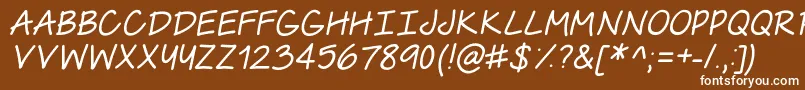 TheUrbanWayThinItalic-fontti – valkoiset fontit ruskealla taustalla