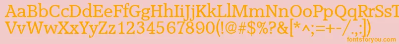AccoladeRegular-fontti – oranssit fontit vaaleanpunaisella taustalla
