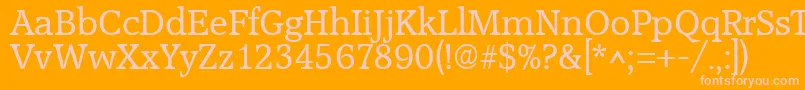 AccoladeRegular-fontti – vaaleanpunaiset fontit oranssilla taustalla