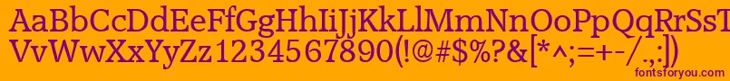 AccoladeRegular-fontti – violetit fontit oranssilla taustalla