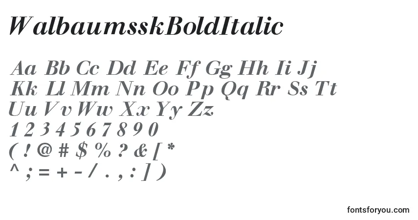 A fonte WalbaumsskBoldItalic – alfabeto, números, caracteres especiais