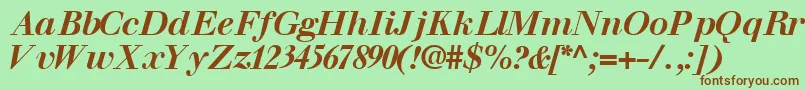 WalbaumsskBoldItalic Font – Brown Fonts on Green Background