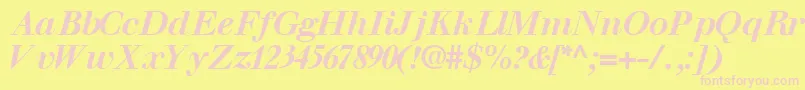 WalbaumsskBoldItalic Font – Pink Fonts on Yellow Background