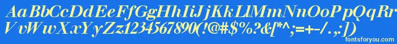 WalbaumsskBoldItalic Font – Yellow Fonts on Blue Background