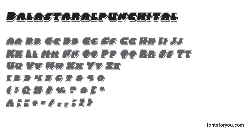 Czcionka Balastaralpunchital – alfabet, cyfry, specjalne znaki