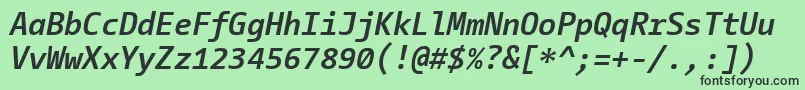 CamingocodeBolditalic Font – Black Fonts on Green Background