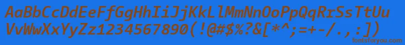 CamingocodeBolditalic Font – Brown Fonts on Blue Background