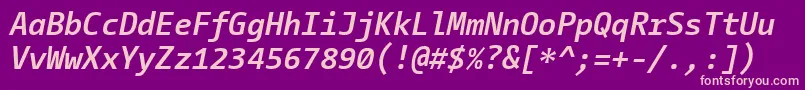 CamingocodeBolditalic Font – Pink Fonts on Purple Background