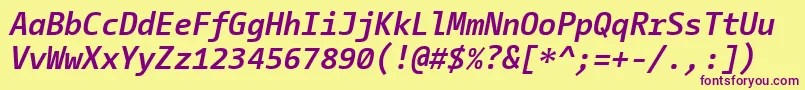 CamingocodeBolditalic Font – Purple Fonts on Yellow Background