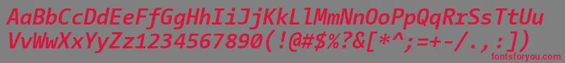 フォントCamingocodeBolditalic – 赤い文字の灰色の背景
