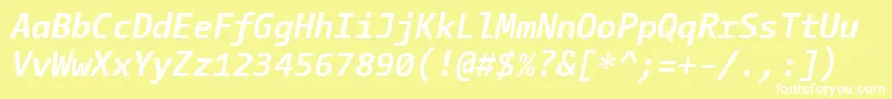 CamingocodeBolditalic Font – White Fonts on Yellow Background