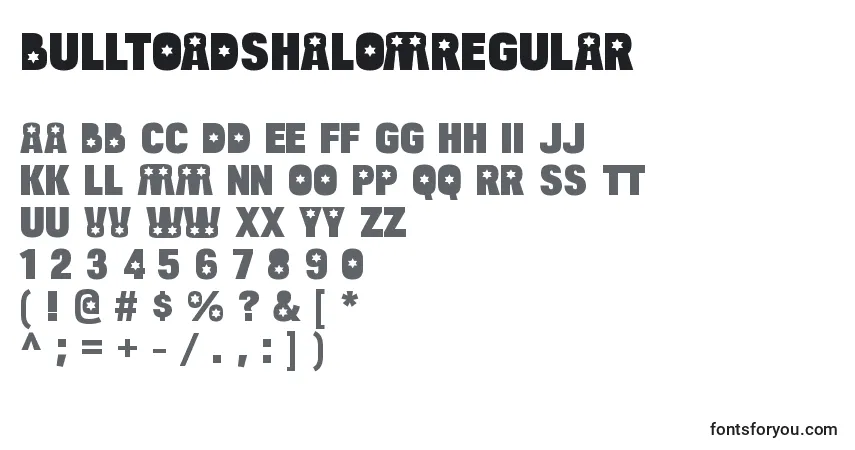 BulltoadshalomRegularフォント–アルファベット、数字、特殊文字