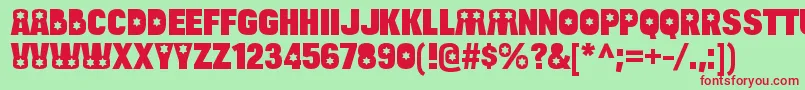 BulltoadshalomRegular Font – Red Fonts on Green Background