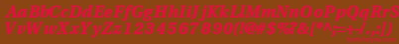 VeracityblacksskBoldItalic Font – Red Fonts on Brown Background