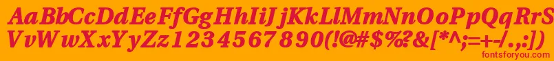 VeracityblacksskBoldItalic Font – Red Fonts on Orange Background