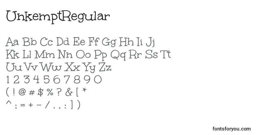 Schriftart UnkemptRegular – Alphabet, Zahlen, spezielle Symbole