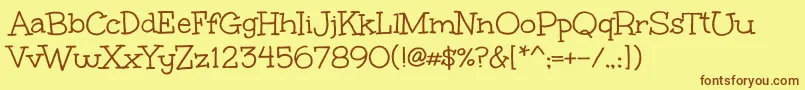 UnkemptRegular-Schriftart – Braune Schriften auf gelbem Hintergrund