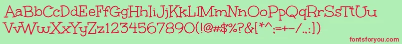 フォントUnkemptRegular – 赤い文字の緑の背景