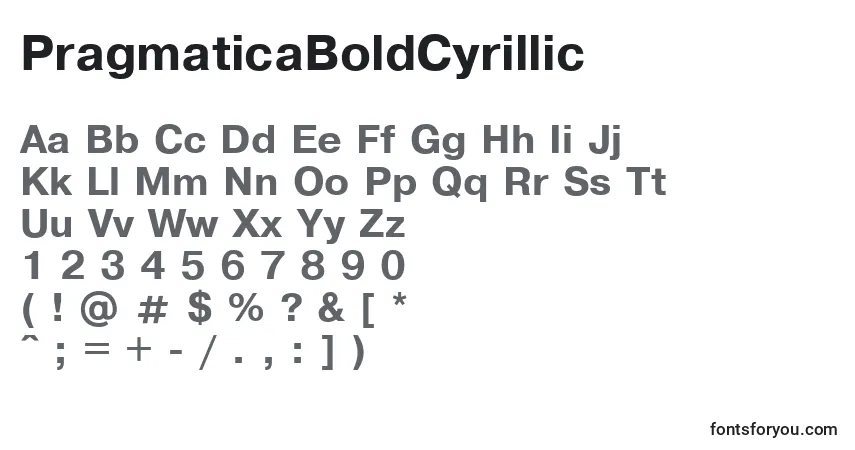 Czcionka PragmaticaBoldCyrillic – alfabet, cyfry, specjalne znaki