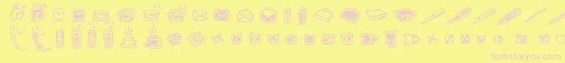 LinotypezigibacksOne-fontti – vaaleanpunaiset fontit keltaisella taustalla