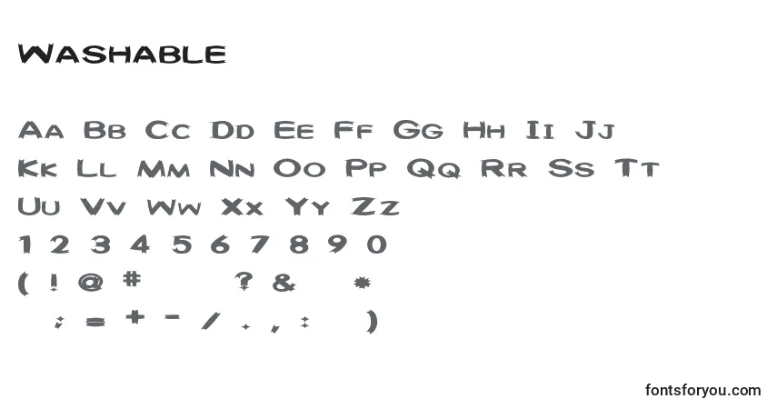 A fonte Washable – alfabeto, números, caracteres especiais